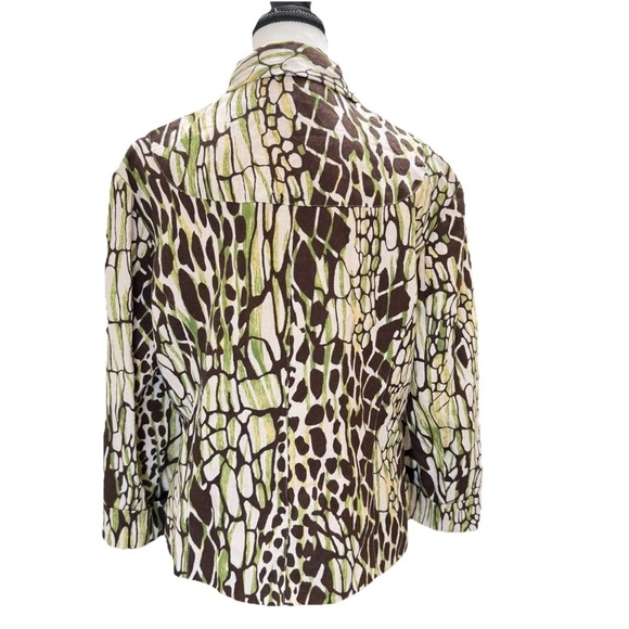 Bob Mackie Studio Women’s Linen Giraffe Print Jacket Blazer Size 12 Earthy Artsy - Picture 4 of 8